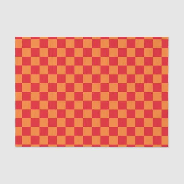 Chequered Red and Orange Tissue Paper (Front)
