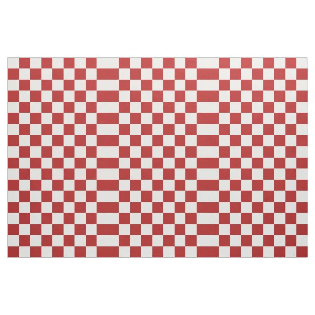Chequered Red and White Geometric Fabric (Yard)