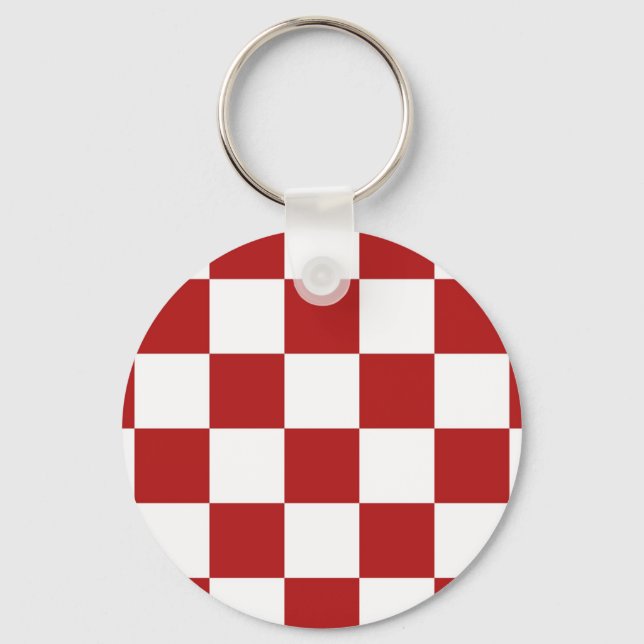 Chequered Red and White Key Ring (Front)