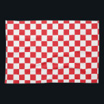 Chequered Red and White Tea Towel<br><div class="desc">Abstract digital art of red and white squares in a chequered formation.</div>