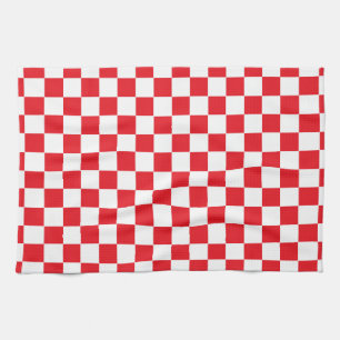 Chequered Red and White Tea Towel