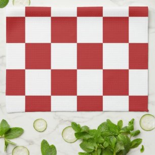 Chequered Red and White Tea Towel