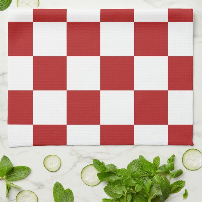 Chequered Red and White Tea Towel (Folded)