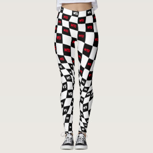 chequered red black and white race track checks leggings