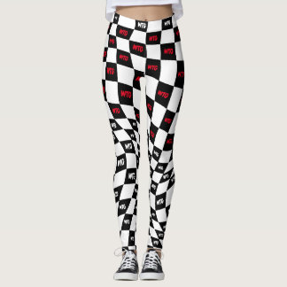 chequered red black and white race track checks leggings