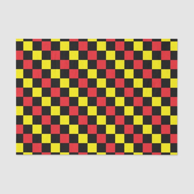 Chequered Red, Black and Yellow Tissue Paper (Front)