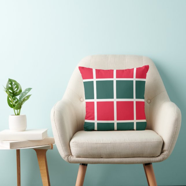 Chequered Red Green Chequered  Cushion (Chair)