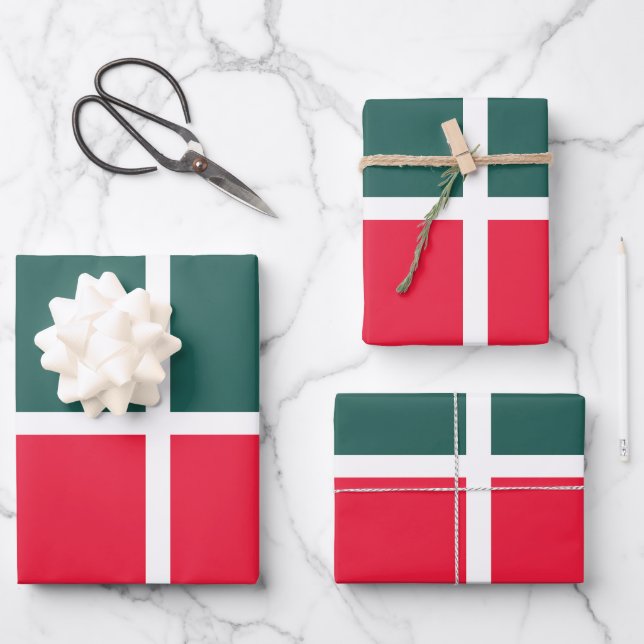 Chequered Red Green Chequered  Wrapping Paper Sheet (Front)