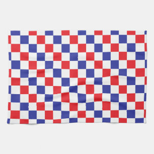 Chequered Red, White and Blue Tea Towel