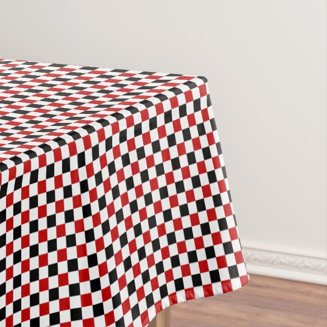 Chequered-Red, White-Black-52x70 COTTON TABLECLOTH (In Situ)