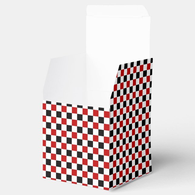 Chequered Red-white-black-Square Favour Box (Opened)