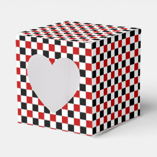 Chequered Red-white-black-Square Heart Favour Box