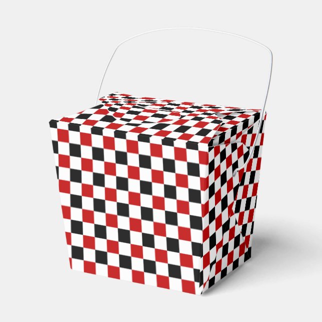 Chequered Red-white-black-Take Out Favour Box (Front Side)