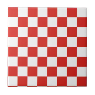 chequered red white ceramic tile