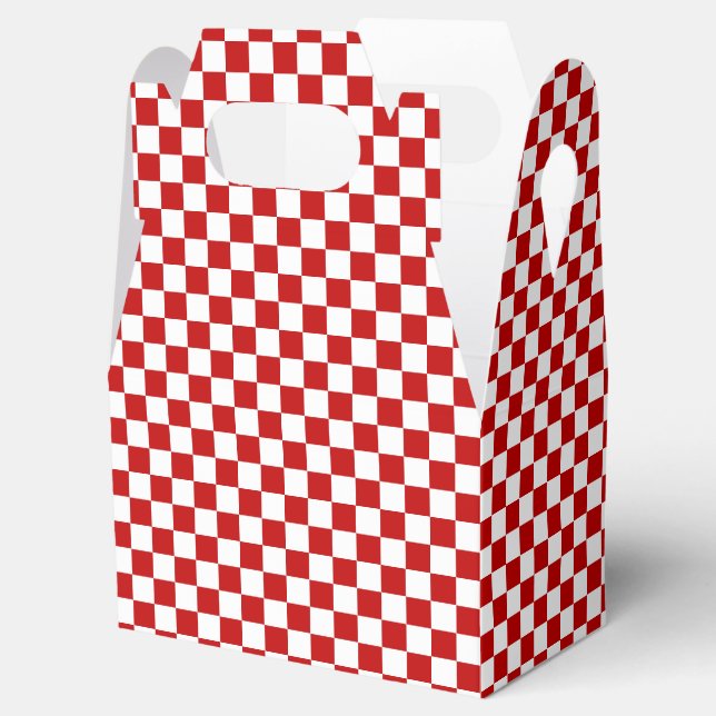 Chequered Red-white-Gable Favour Box (Opened)