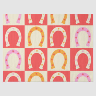Chequered Retro Horseshoe in Orange red and Pink  Tissue Paper