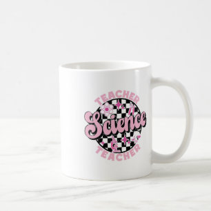 Chequered Retro Pink Back To School Science Teache Coffee Mug