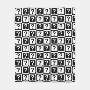 Chequered Riddle Question Mark Pattern Design  Fleece Blanket