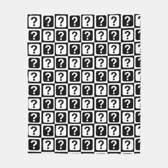 Chequered Riddle Question Mark Pattern Design  Fleece Blanket (Front)