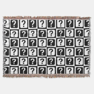 Chequered Riddle Question Mark Pattern Design Throw Blanket