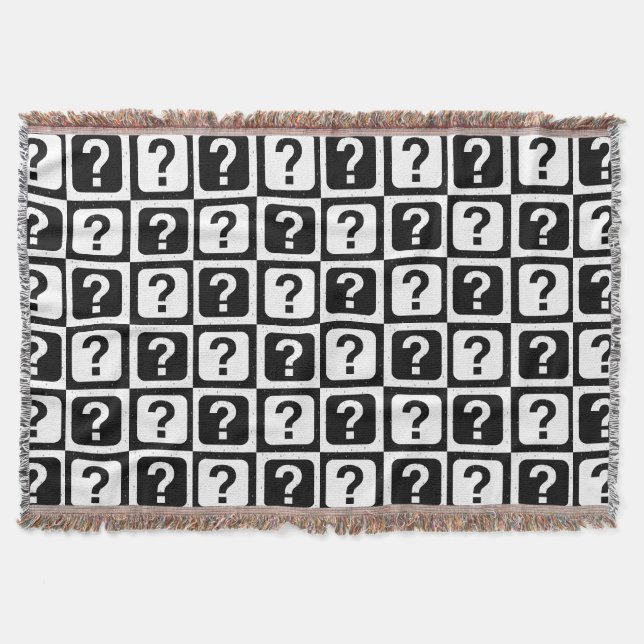 Chequered Riddle Question Mark Pattern Design  Throw Blanket (Front)
