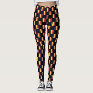 Chequered Romania Flag Pattern Leggings