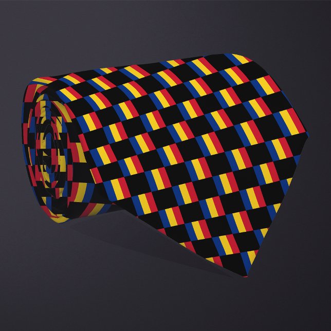 Chequered Romania Flag Pattern  Tie (Creator Uploaded)