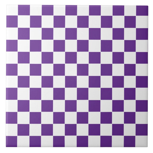 Chequered Royal Purple  and White Ceramic Tile (Front)