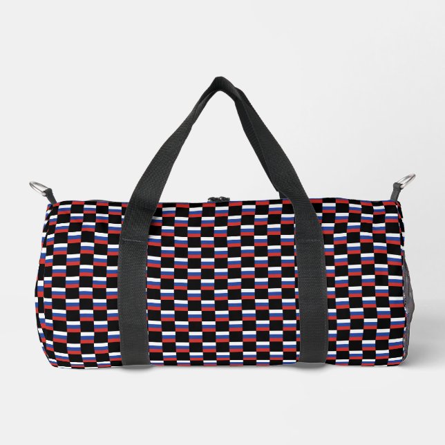 Chequered Russia Flag Pattern  Duffle Bag (Front)