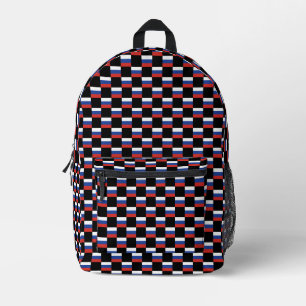 Chequered Russia Flag Pattern Printed Backpack