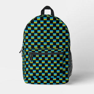 Chequered Rwanda Flag Pattern Printed Backpack