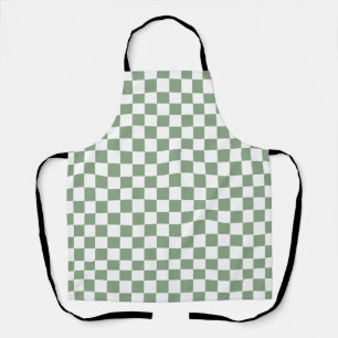 Chequered Sage Green and White Apron