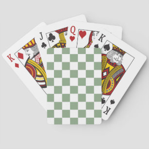 Chequered Sage Green and White Poker Cards