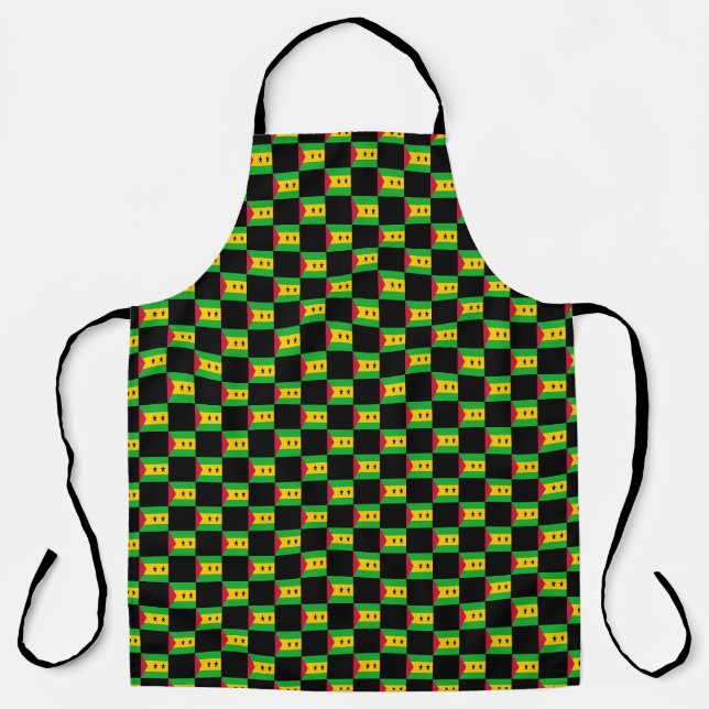 Chequered Sao Tome and Principe Flag Pattern  Apron (Front)