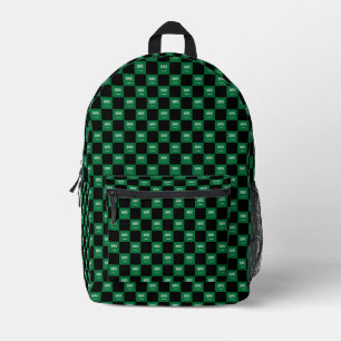 Chequered Saudi Arabia Flag Pattern Printed Backpack