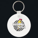 Chequered School Psychologist Pencil Lightning Bol Key Ring<br><div class="desc">Chequered School Psychologist Pencil Lightning Bolt Teacher</div>