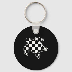 Chequered Sea Turtle Earth Day Race Car Retro Game Key Ring