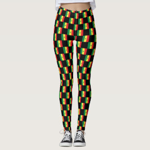 Chequered Senegal Flag Pattern Leggings