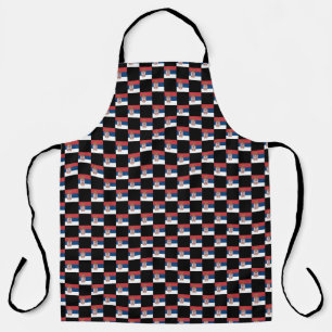 Chequered Serbia Flag Pattern Apron