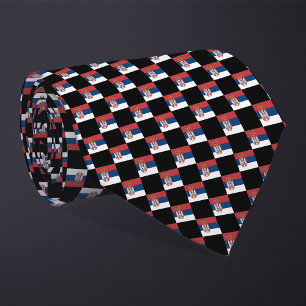 Chequered Serbia Flag Pattern  Tie