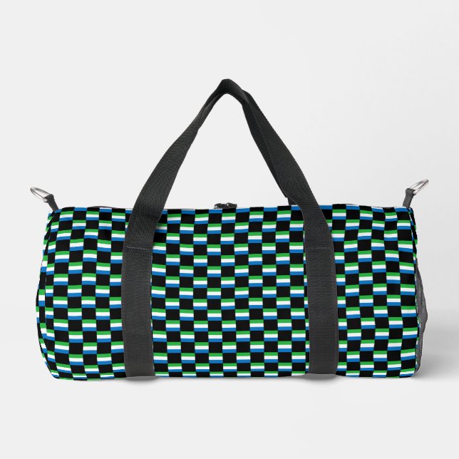 Chequered Sierra Leone Flag Pattern  Duffle Bag (Front)