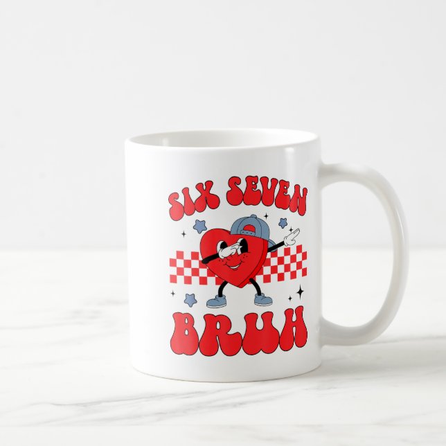 Chequered Six Seven Bruh Hearts 67 Valentines Day  Coffee Mug (Right)
