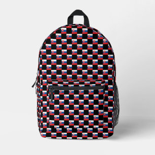 Chequered Slovakia Flag Pattern  Printed Backpack