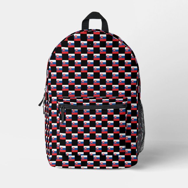 Chequered Slovakia Flag Pattern  Printed Backpack (Front)