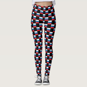 Chequered Slovenia Flag Pattern Leggings