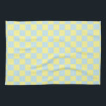 Chequered Soft Blue and Yellow Tea Towel<br><div class="desc">Abstract digital art of pastel blue and yellow squares in a chequered formation.</div>