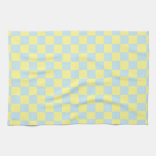 Chequered Soft Blue and Yellow Tea Towel