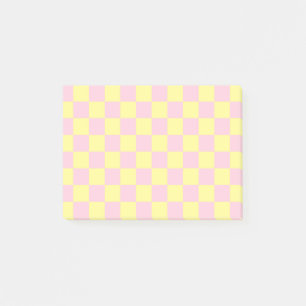 Chequered Soft Pink and Yellow Post-it Notes