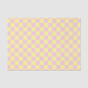 Chequered Soft Pink and Yellow Tissue Paper