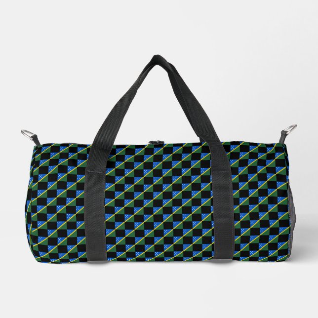 Chequered Solomon Islands Flag Pattern  Duffle Bag (Front)